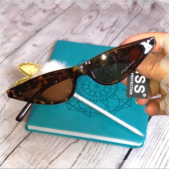 “Jenny” Retro Cat Eye Sunglasses Slim Shades - Picture 2 of 3